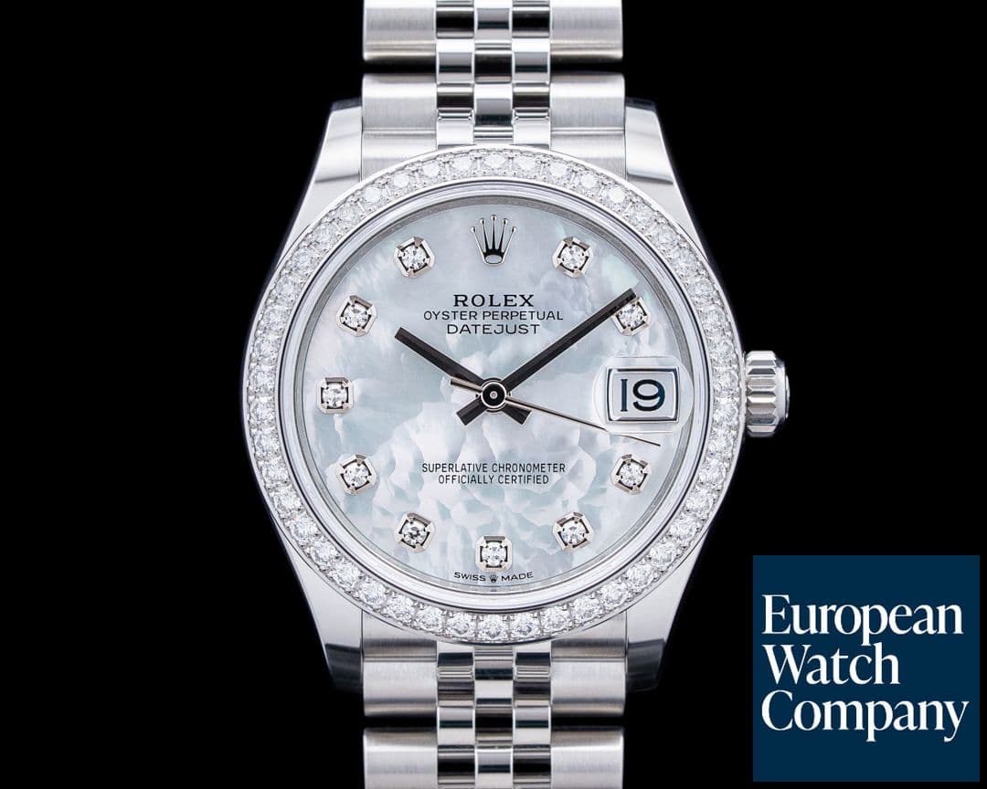 Image of Rolex 278384RBR Datejust 31 SS Diamond Bezel MOP Diamond Dial 2025 UNWORN