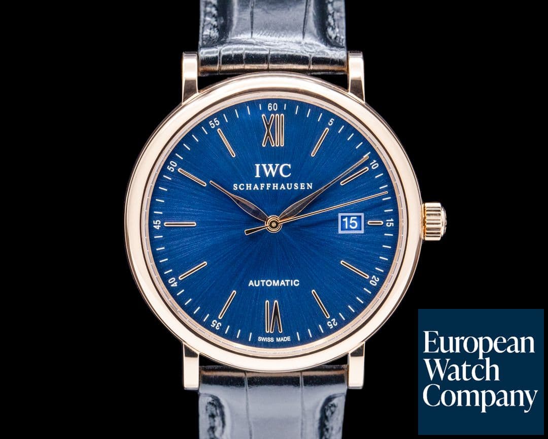 Image of IWC IW356522 Portofino 18K Rose Gold Blue Dial