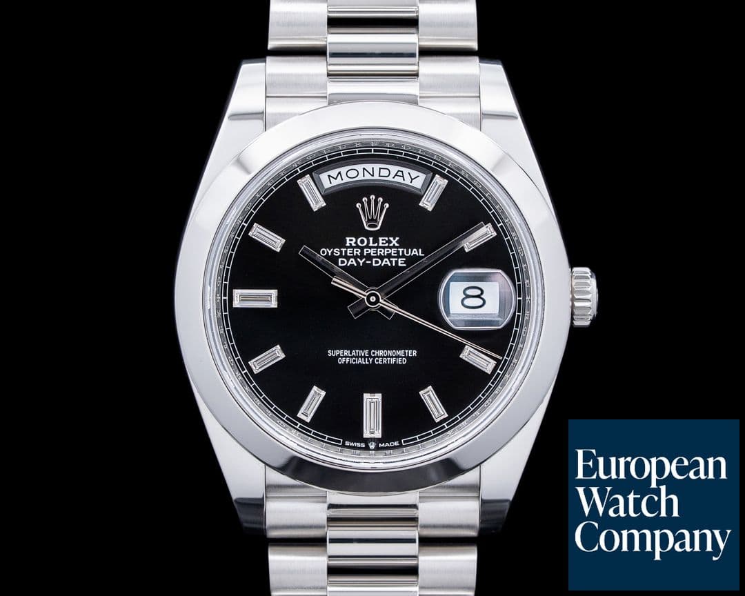 Image of Rolex 228206 Day Date 40 Platinum Black Baguette Diamond Dial