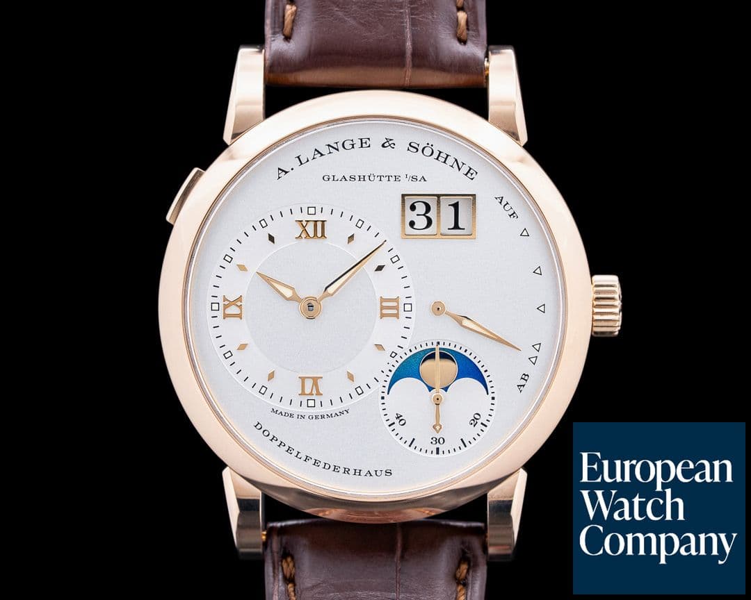 Image of A. Lange and Sohne 192.032 Lange 1 Moon Phase 18K Rose Gold Silver Dial