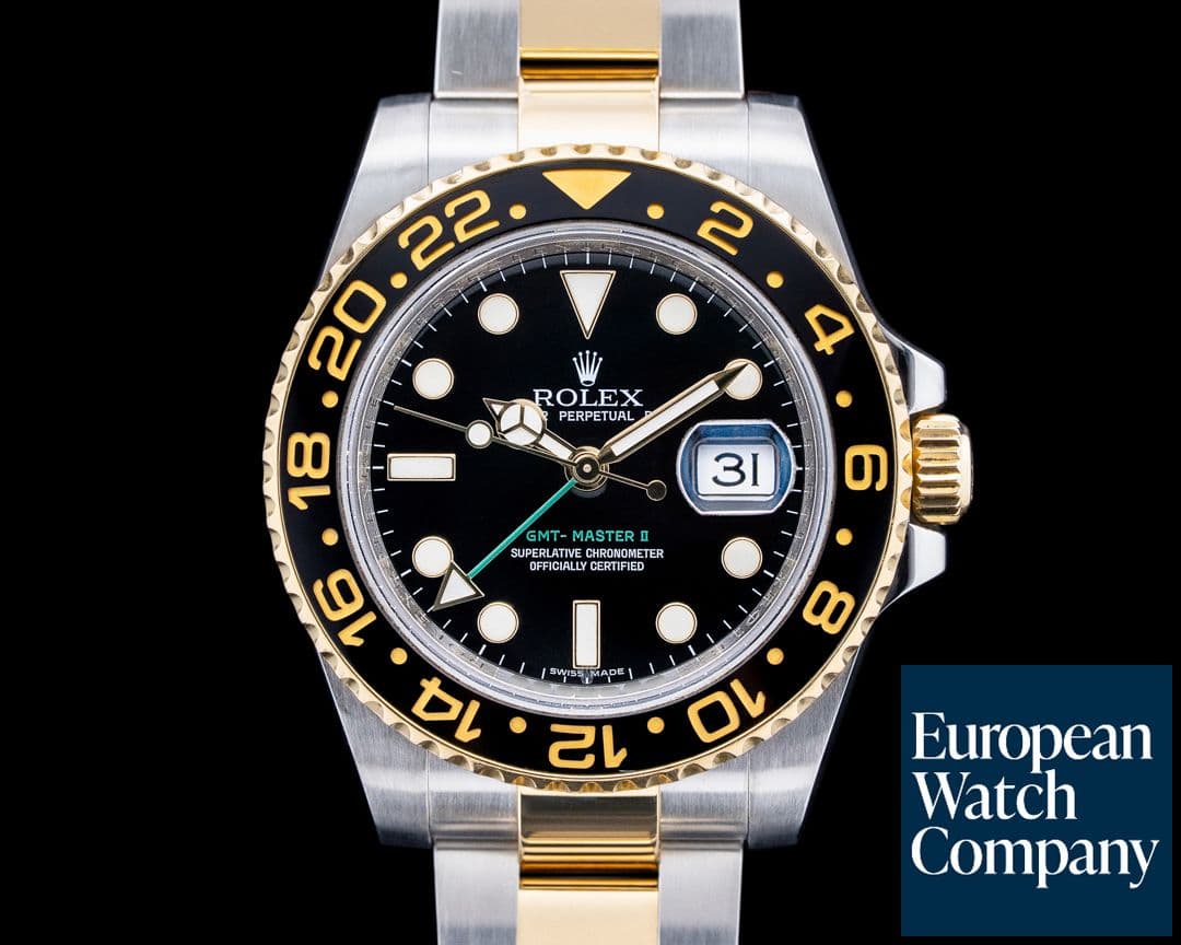 Image of Rolex 116713LN GMT Master II SS / 18K Yellow Gold Black Dial