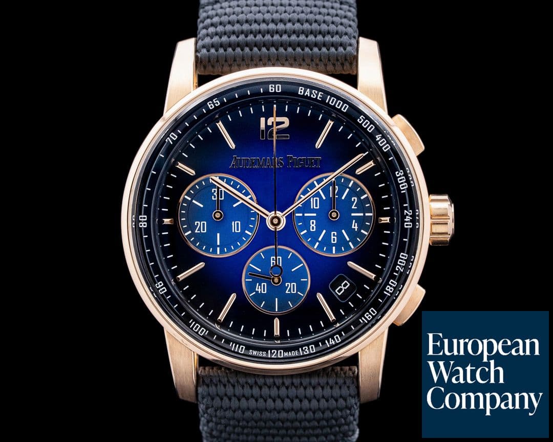 Image of Audemars Piguet 26393OR Code 11.59 Chronograph 18K Rose Gold Blue Dial
