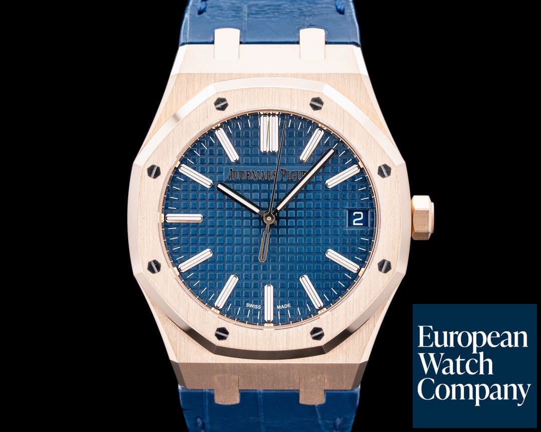 Image of Audemars Piguet 15510OR Royal Oak 18K Pink Gold Blue Dial