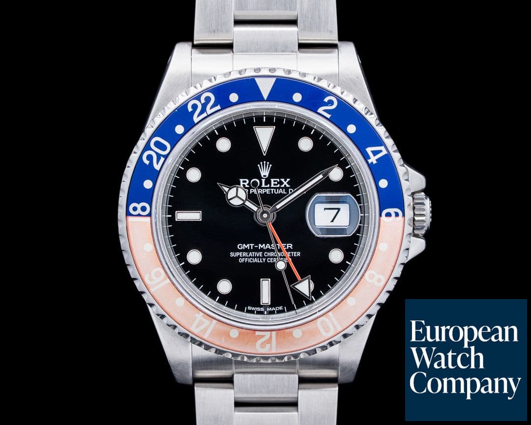 Image of Rolex 16700 GMT-Master Pepsi SS Black Dial FULL SET Circa 1990