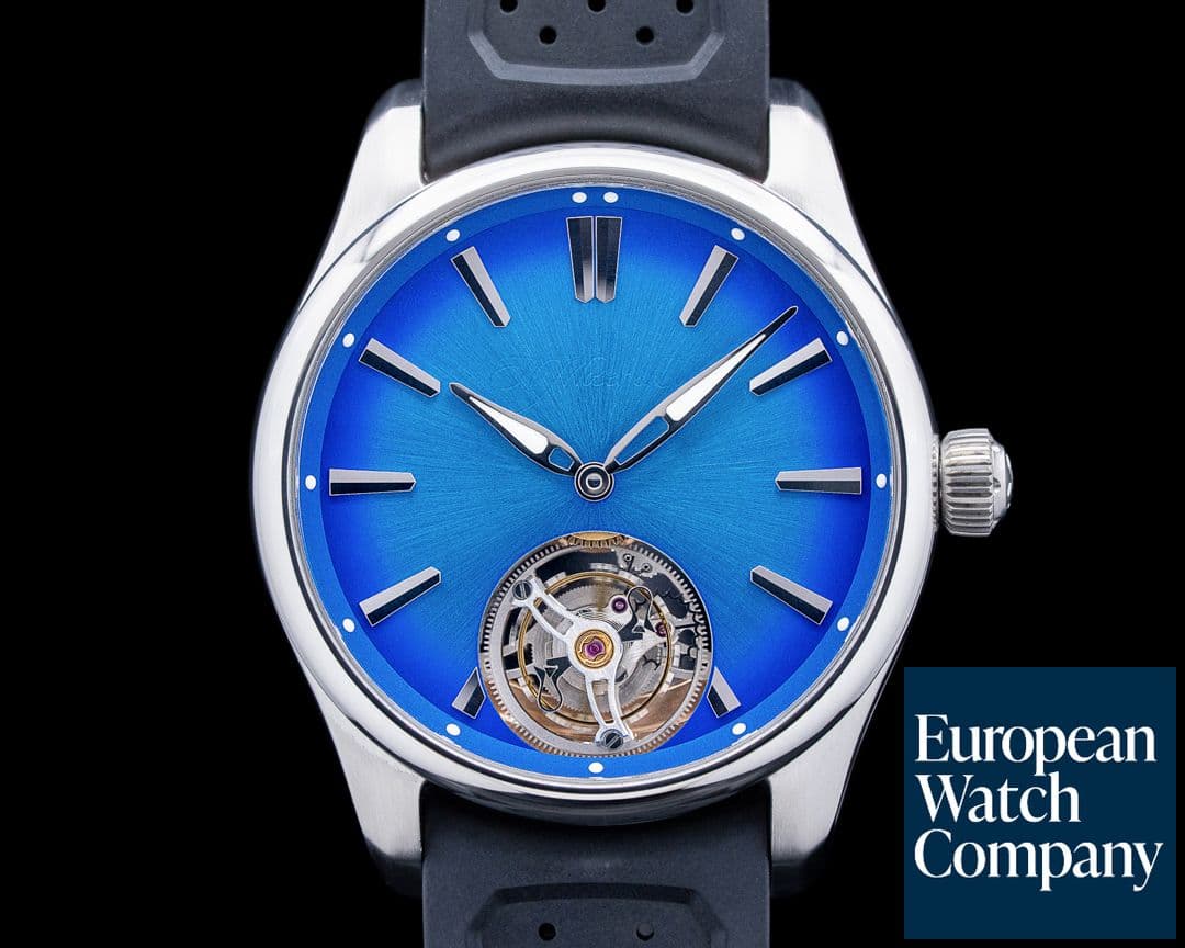 Image of H. Moser and Cie. 3804-1208 Pioneer Tourbillon SS Arctic Blue Fume Dial 2025