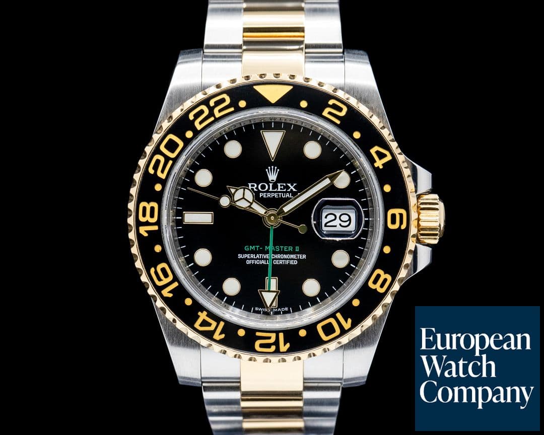 Image of Rolex 116713LN GMT Master II 116713LN SS / 18K Yellow Gold Black Dial