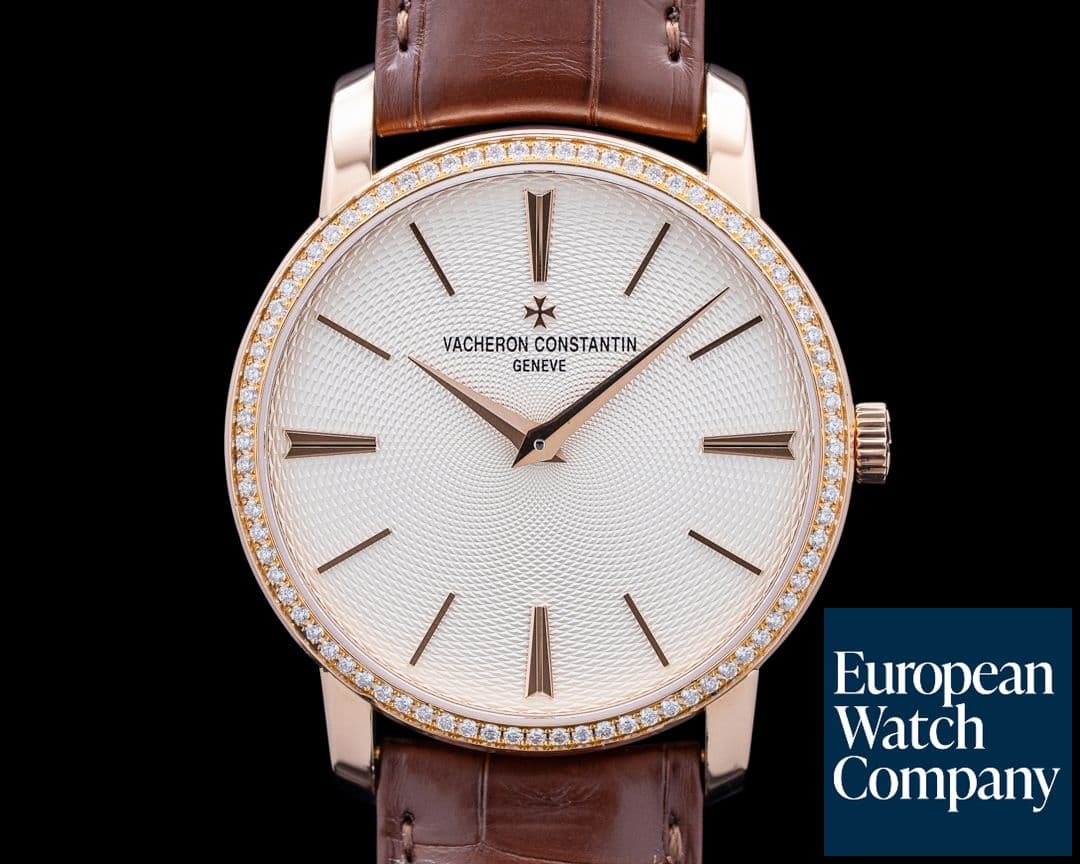 Image of Vacheron Constantin 82573 Traditionnelle 18K Pink Gold Diamond Bezel Silver Dial