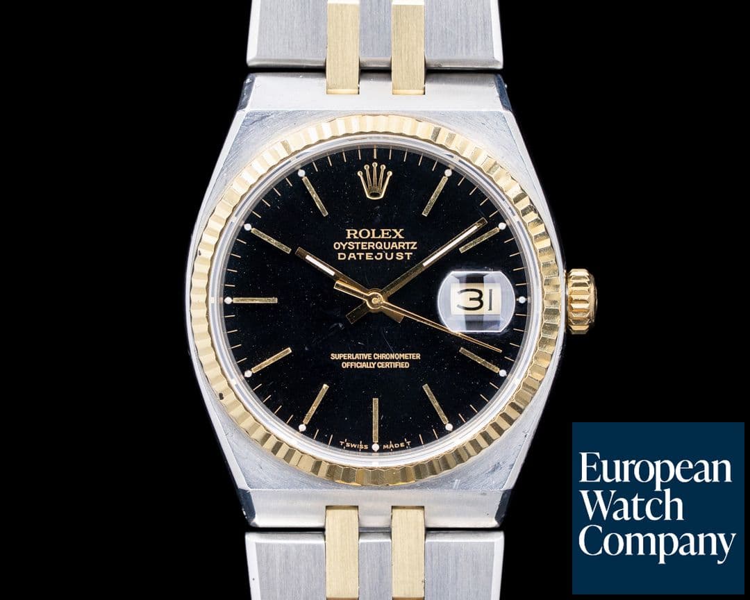 Image of Rolex 17013 Oysterquartz Datejust SS / 18K YG Black Dial