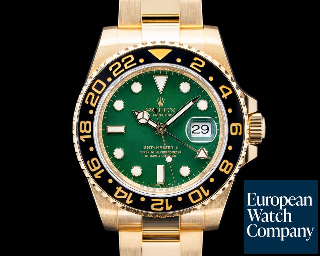 Image of Rolex 116718LN GMT-Master II 18K Yellow Gold Green Dial Circa. 2005