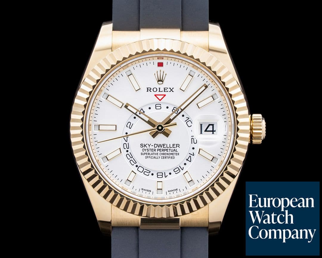 Image of Rolex 326238 Sky Dweller 18K Yellow Gold Silver Dial