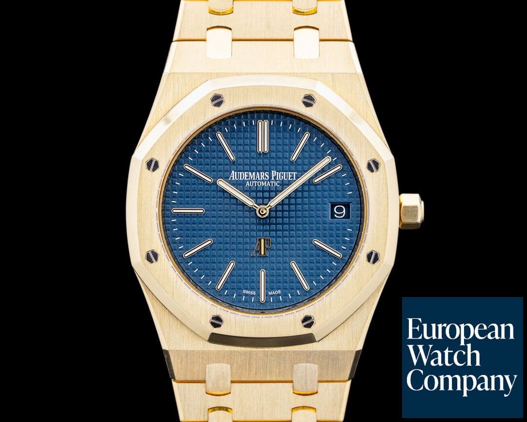 Image of Audemars Piguet 15202BA Royal Oak Jumbo Extra Thin 18K Yellow Gold Blue Dial