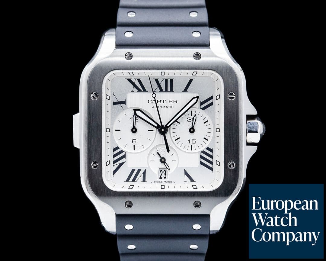 Image of Cartier WSSA0017 Santos de Cartier Chronograph SS Silver Dial