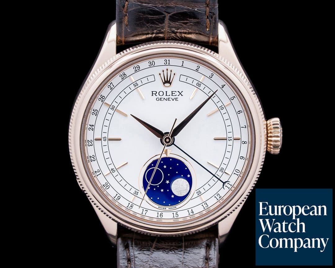 Image of Rolex 50535 Cellini Moonphase 18K Rose Gold White Dial
