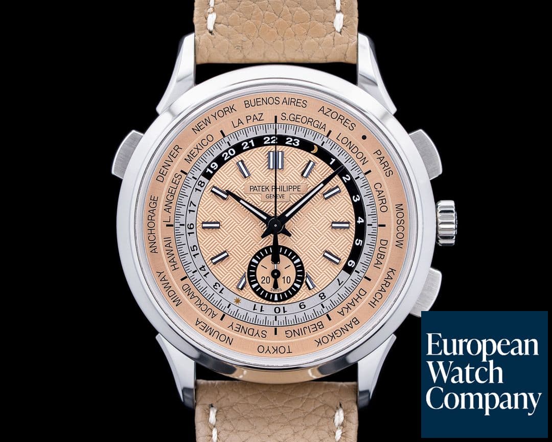 Image of Patek Philippe 5935A World Time Chronograph Flyback SS Salmon Dial