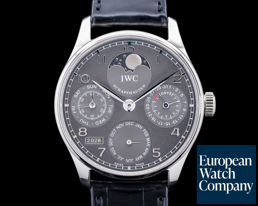 Image of IWC IW502218 Portuguese Perpetual Calendar 18K White Gold Gray Dial