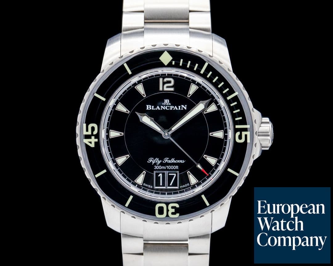 Image of Blancpain 5050-12B30-98B Fifty Fathoms Grande Date Titanium Black Dial