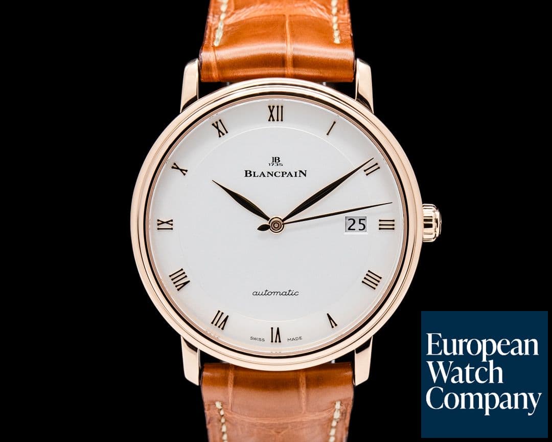 Image of Blancpain Villeret Ultra Slim Automatic 18K Rose Gold Silver Dial