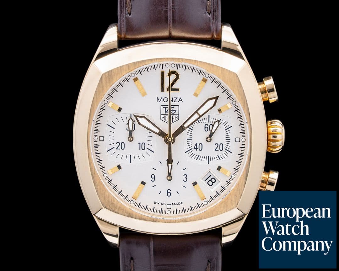 Image of TAG Heuer CR514A.FC8146 Monza Chronograph 18K Yellow Gold Silver Dial