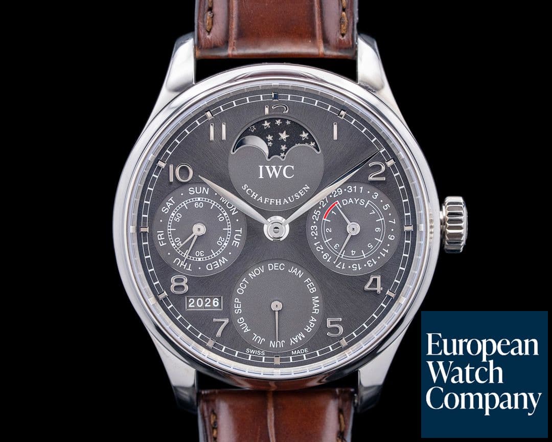 Image of IWC IW502307 Portuguese Perpetual Calendar 18K White Gold Gray Dial