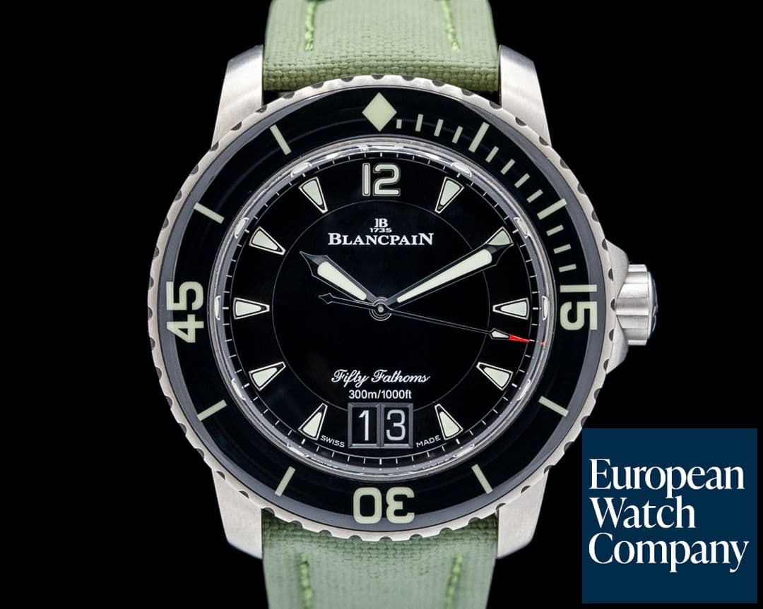 Image of Blancpain 5050 Fifty Fathoms Grande Date Titanium Black Dial