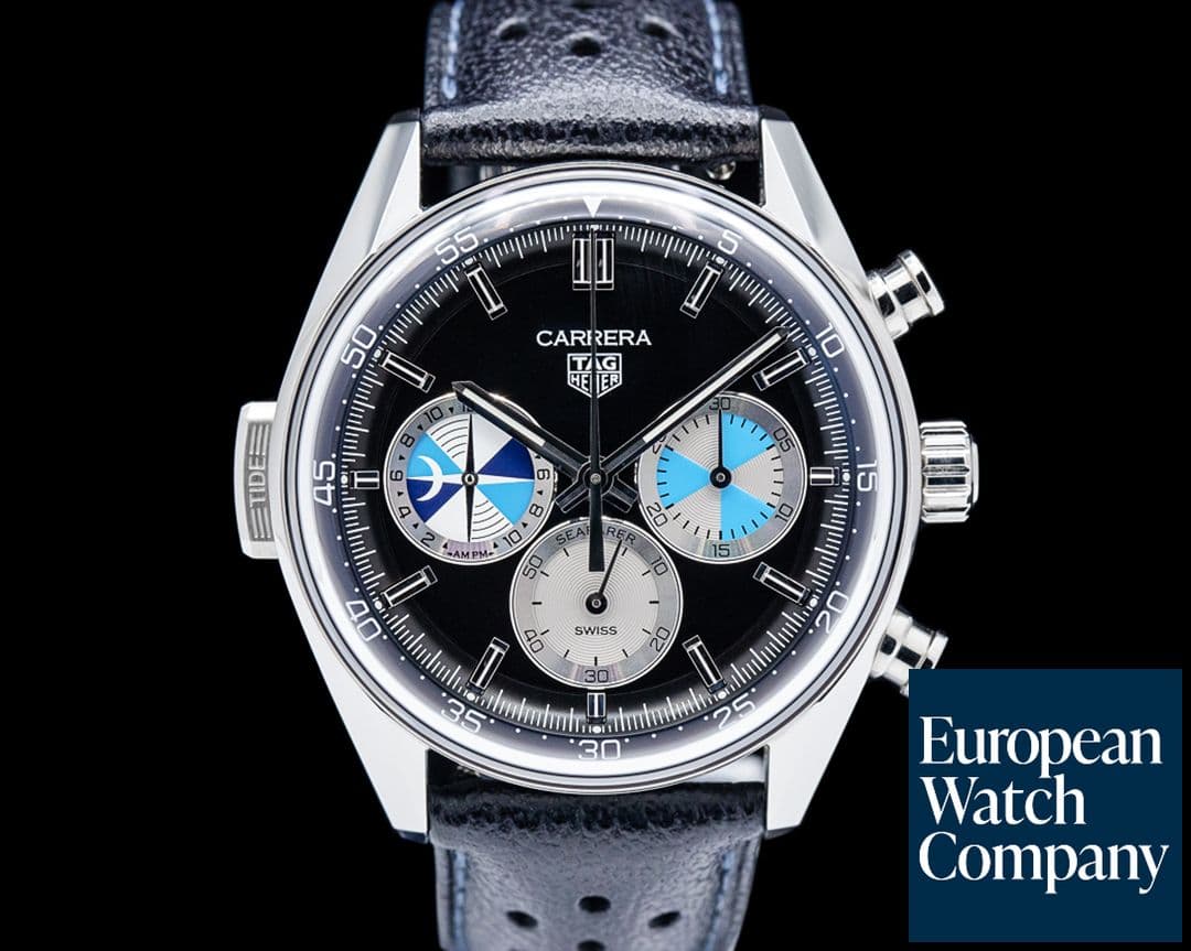 Image of TAG Heuer Carrera Chronograph Seafarer x Hodinkee SS Black Dial LIMITED