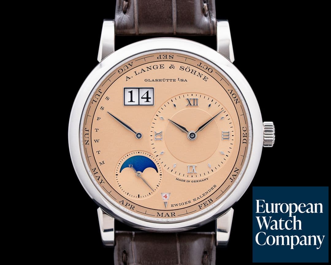 Image of A. Lange and Sohne 345.056 Lange 1 Perpetual Calendar 18K White Gold Salmon Dial LIMITED