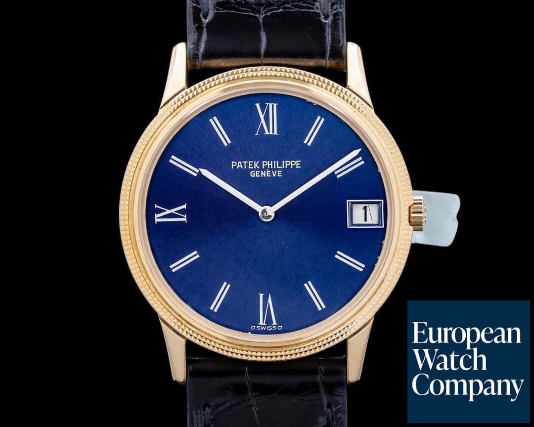 Image of Patek Philippe 3602J Calatrava 18K Yellow Gold Blue Dial