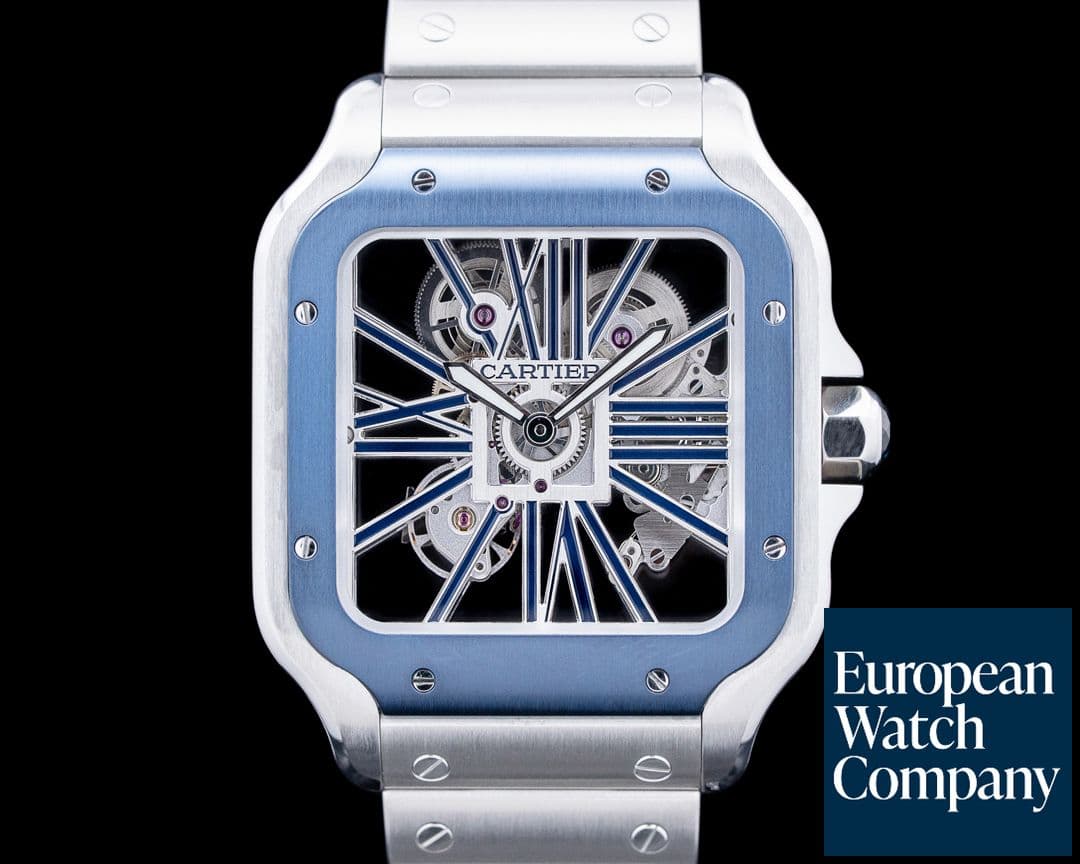 Image of Cartier WHSA0026 Santos de Cartier SS Skeleton Dial