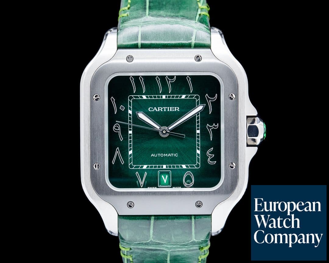 Image of Cartier WSSA0055 Santos de Cartier SS Green Arabic Dial LIMITED