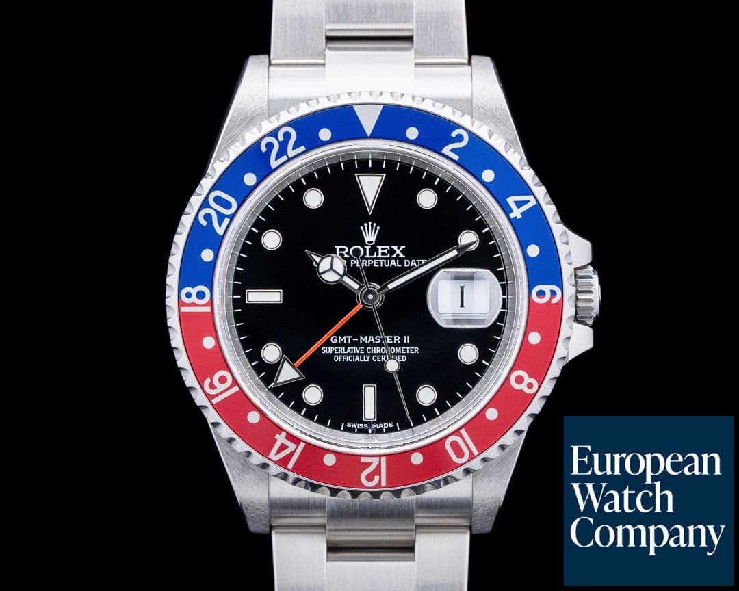Image of Rolex 16710B GMT Master II Pepsi Bezel SS Black Dial Circa. 2008