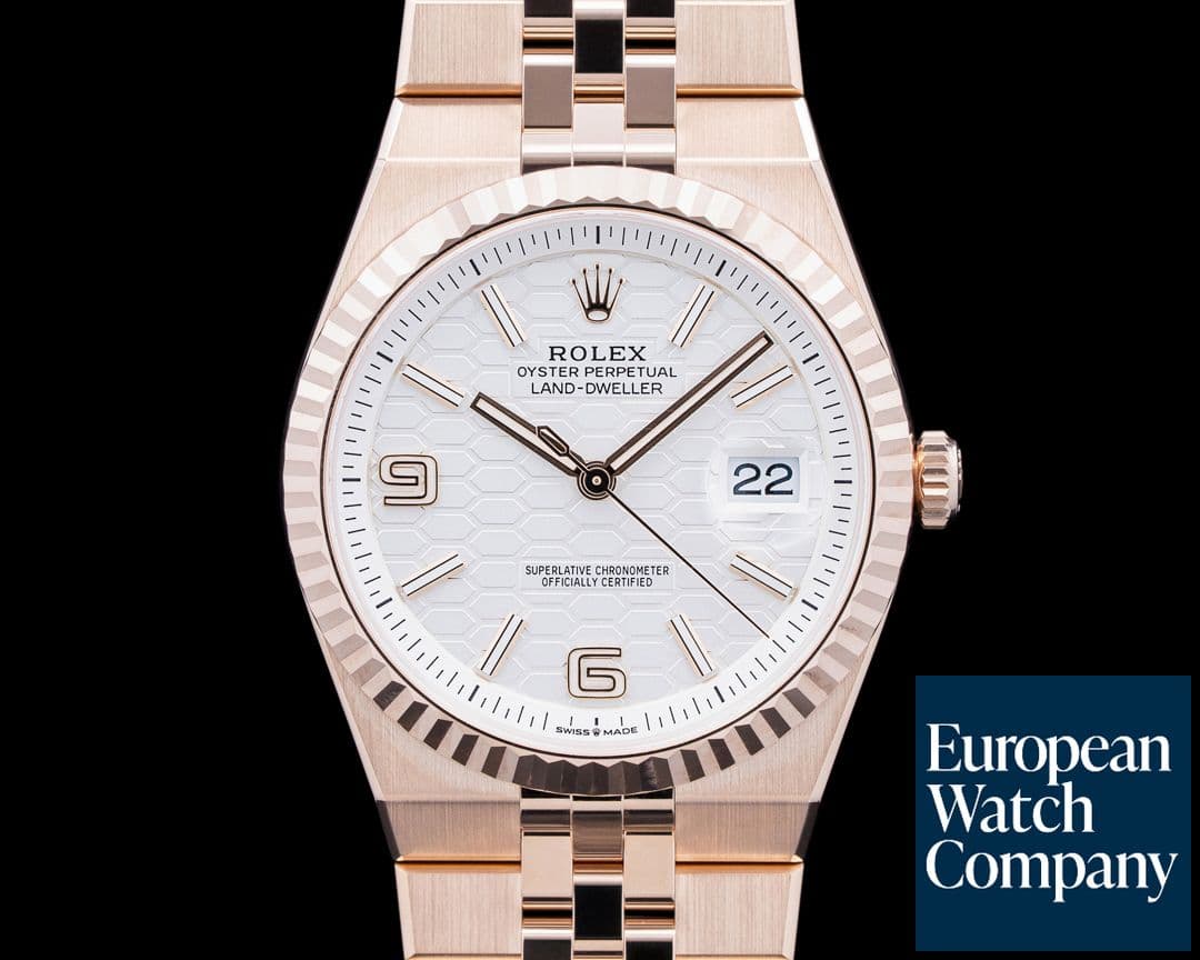 Image of Rolex 127335 Land-Dweller 18K RG White Honeycomb Dial 2026 UNWORN