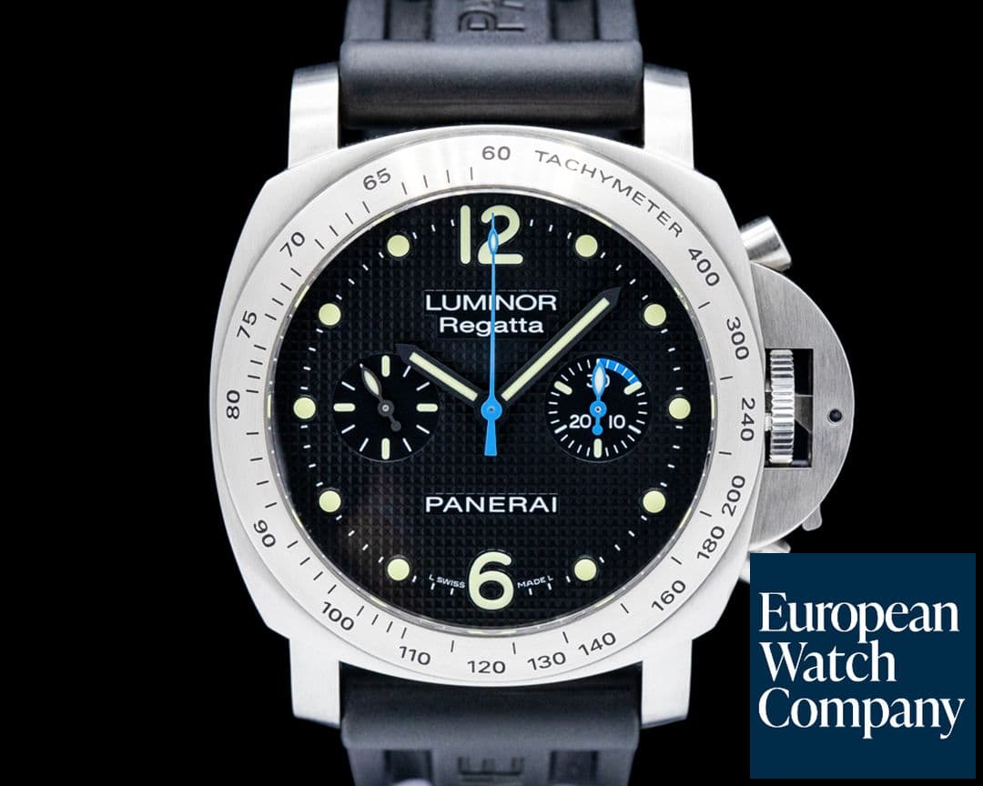 Image of Panerai PAM00308 Luminor Regatta Chronograph SS Black Hobnail Dial