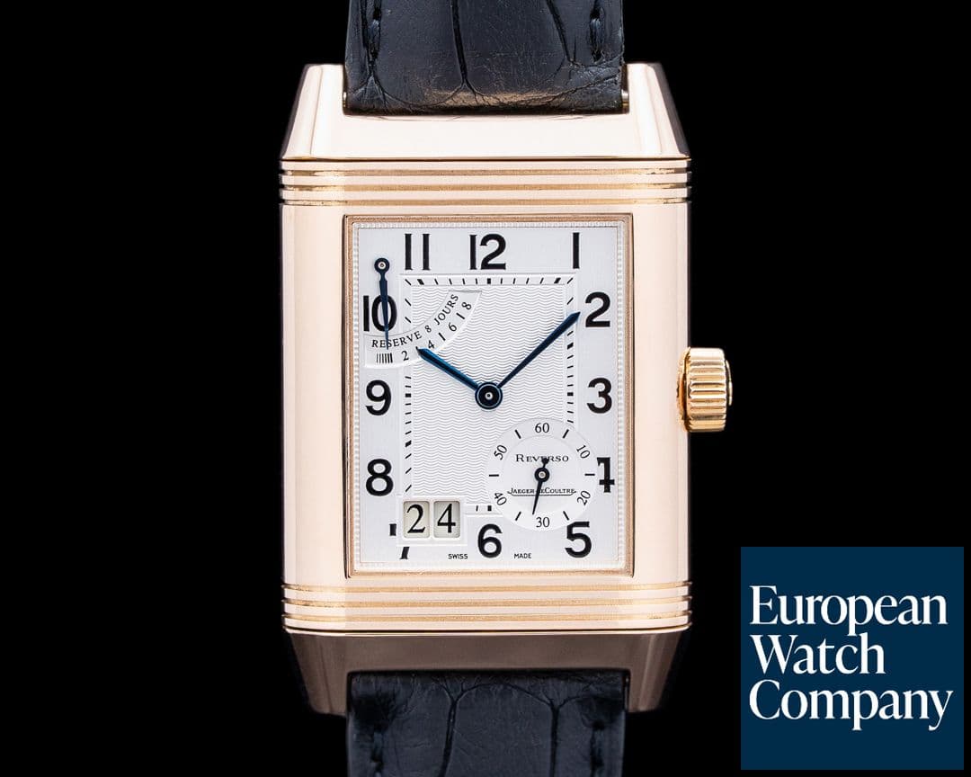 Image of Jaeger LeCoultre 240.2.15 Reverso Grande Date 18K Rose Gold Silver Dial