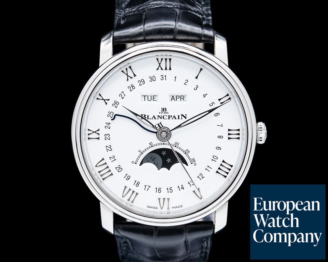 Image of Blancpain 6654 Villeret Complete Calendar SS White Dial