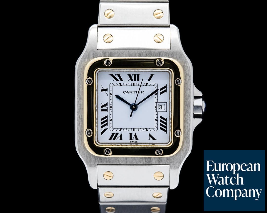 Image of Cartier 2961 Santos Carree 18K Yellow Gold / SS White Dial