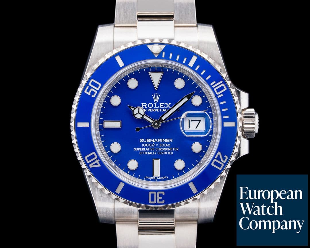 Image of Rolex 116619LB Submariner Date "Smurf" 18K White Gold Blue Dial