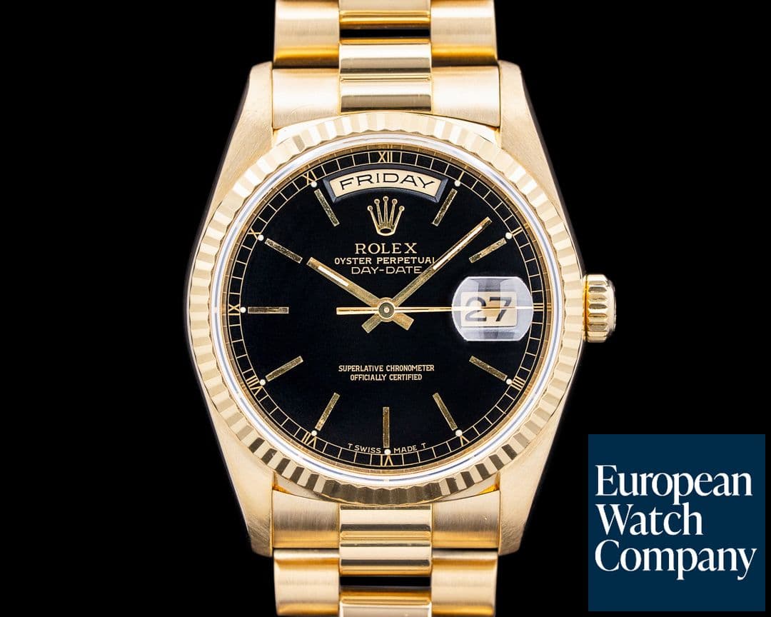 Image of Rolex 18238 Day Date 18K Yellow Gold Black Dial Circa. 1999