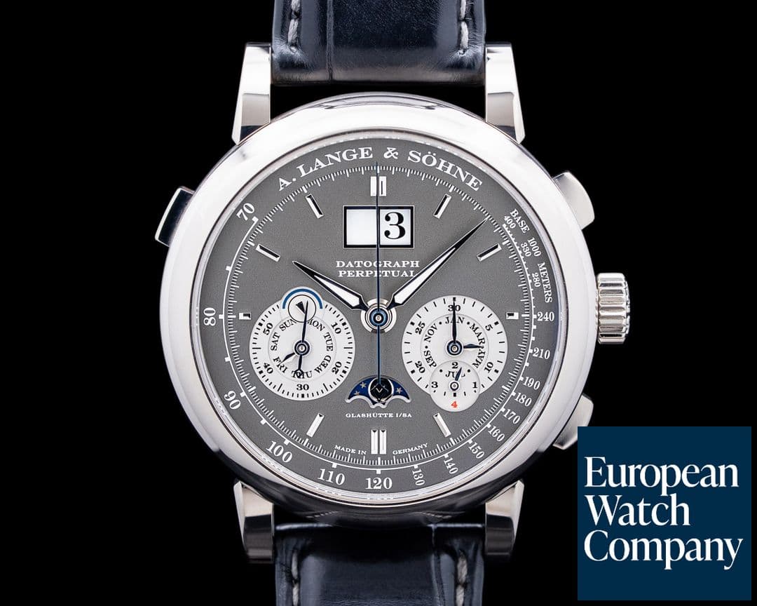 Image of A. Lange and Sohne 410.038 Datograph Perpetual Calendar Chronograph 18K WG Gray Dial RARE