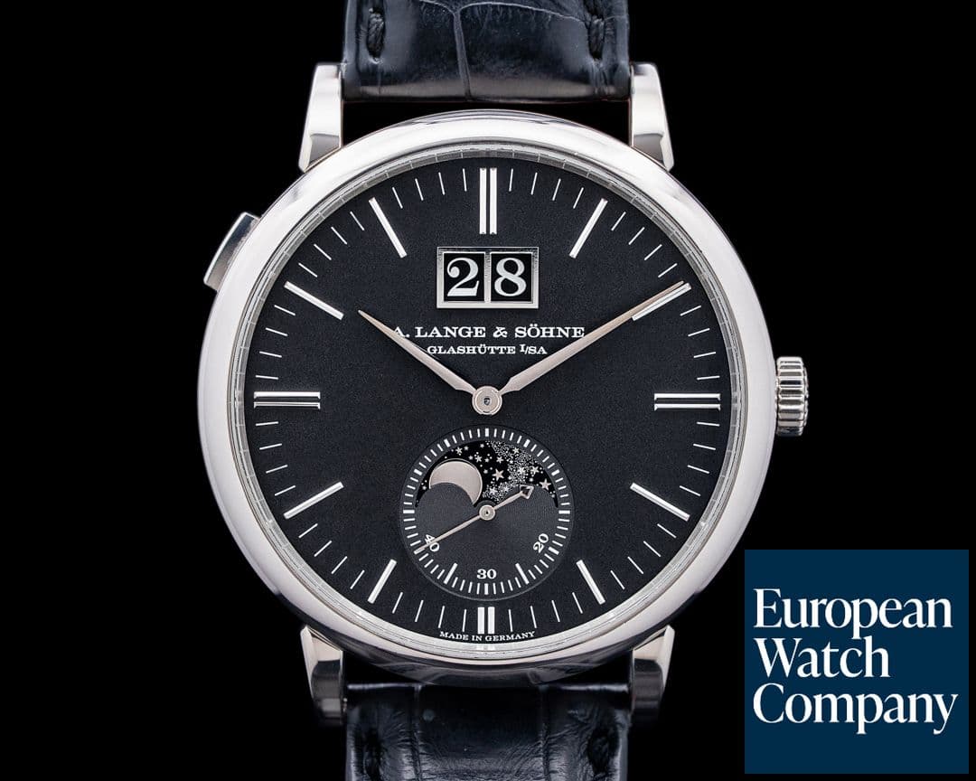 Image of A. Lange and Sohne 384.029 Saxonia Moon Phase 18K White Gold Black Dial