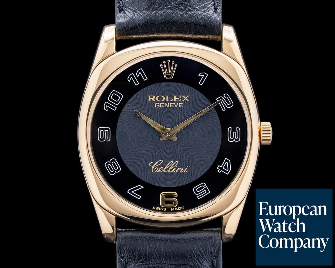 Image of Rolex 4233 Cellini Danaos 18K Yellow Gold Black Dial Circa. 1999
