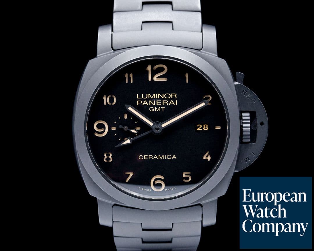 Image of Panerai PAM00438 Luminor 1950 3 Days GMT Tuttonero Ceramic Black Dial
