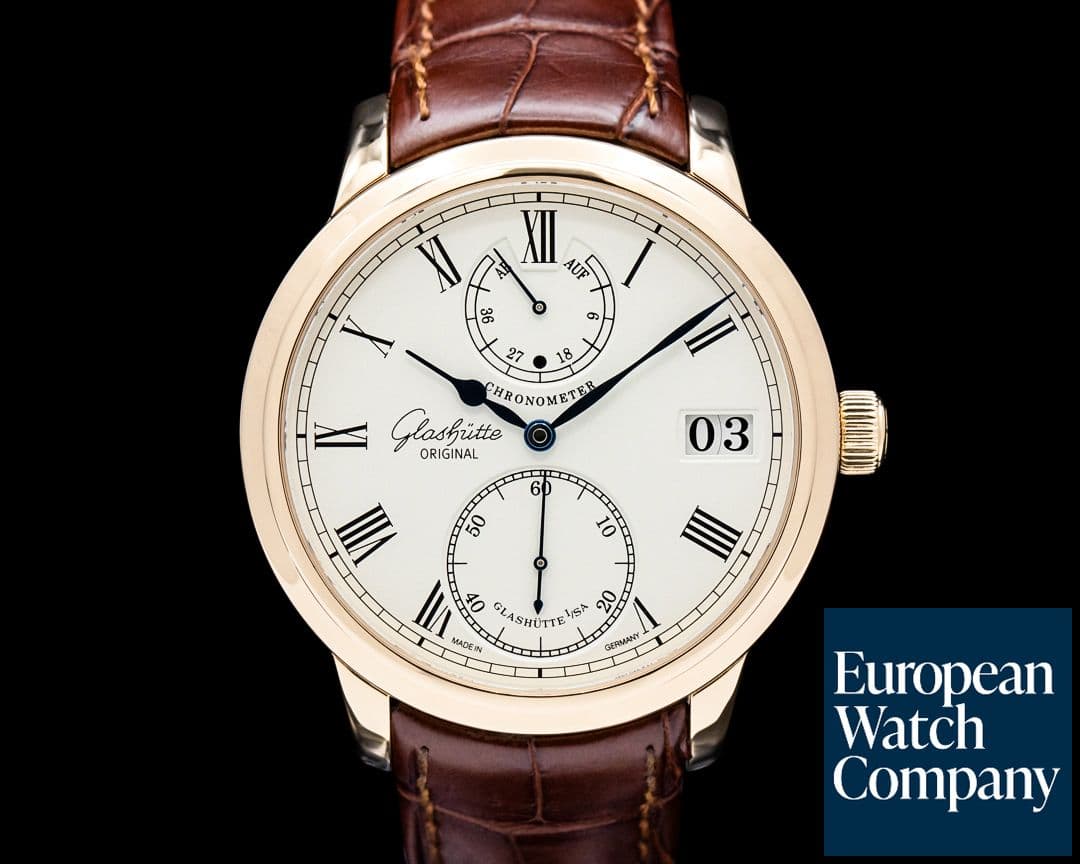 Image of Glashutte Original Senator Chronometer 18K Rose Gold Silver Dial