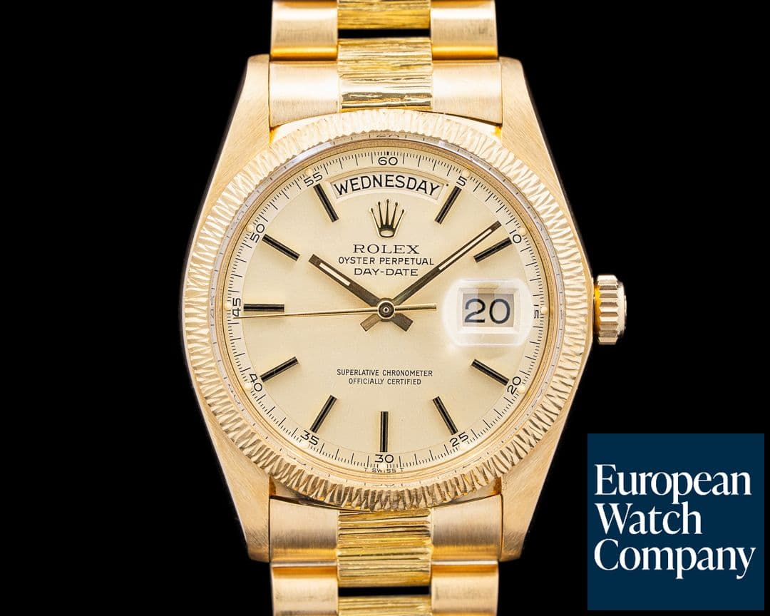 Image of Rolex 1807 Day-Date "Bark" 18K Yellow Gold Champagne Dial Circa. 1978