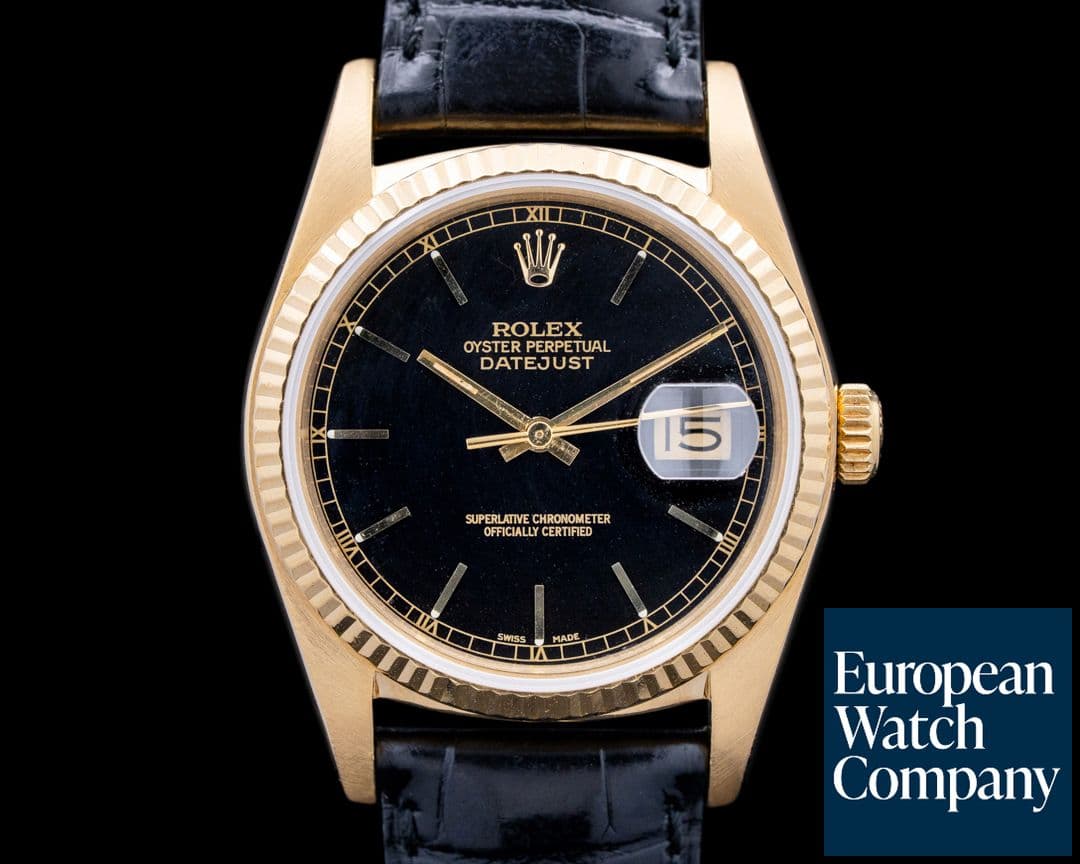 Image of Rolex 16018 Datejust 18K Yellow Gold Black Dial Circa. 1973