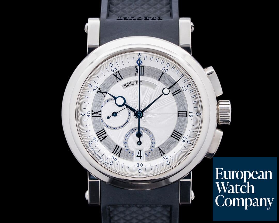 Image of Breguet 5827BB Marine Chronograph 18K White Gold Silver Dial