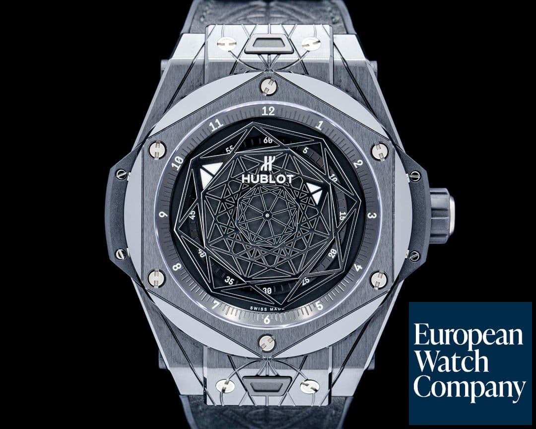 Image of Hublot Big Bang Unico Sang Bleu II Ceramic Black Geometric Tattoo Dial LIMITED