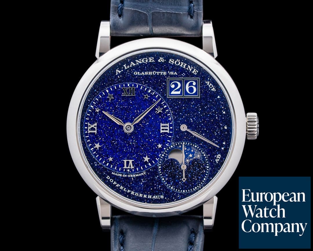 Image of A. Lange & Söhne 182.086 Little Lange 1 Moon Aventurine 18K WG Blue Dial