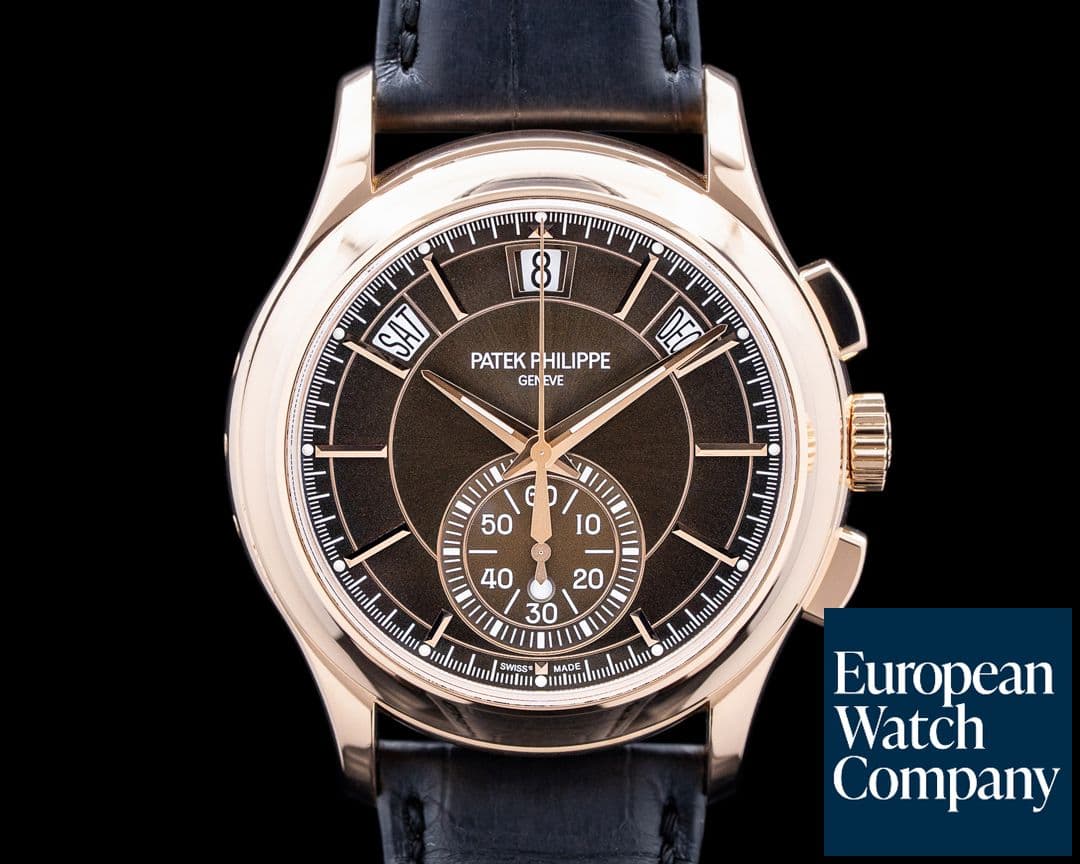 Image of Patek Philippe 5905R Annual Calendar Flyback Chronograph 18K Rose Gold Brown Dial