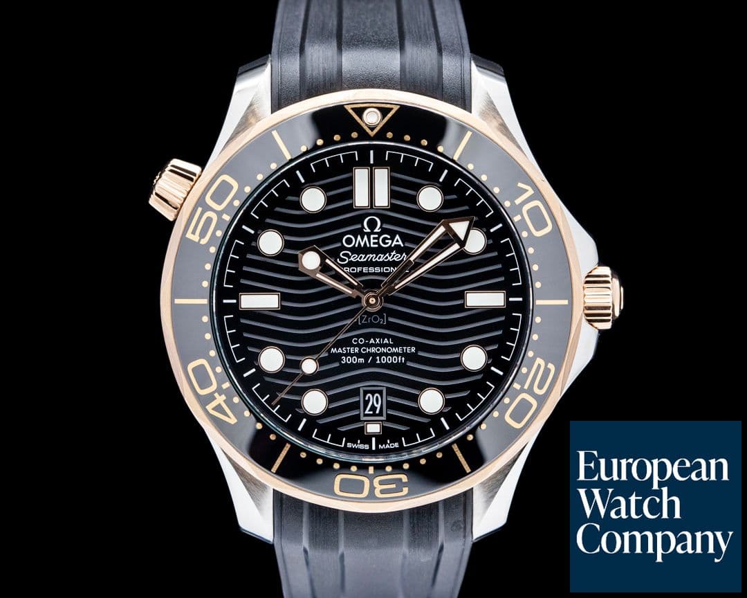 Image of Omega Seamaster Diver 300M Co-Axial Master SS / 18K Rose Gold Black Dial