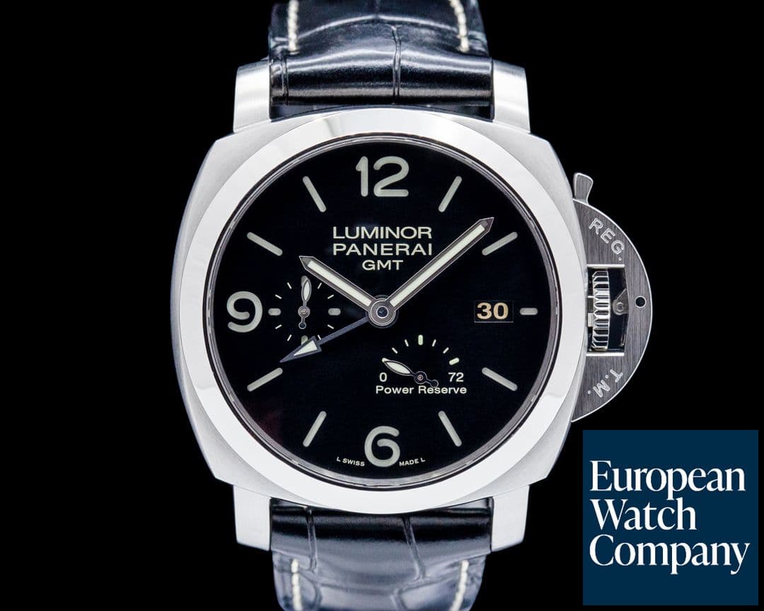 Image of Panerai PAM00321 Luminor 1950 3 Days GMT Power Reserve SS Black Dial LIMITED